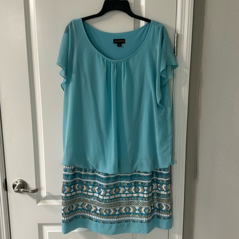 I. N. Studio - blue sequin dress pattern